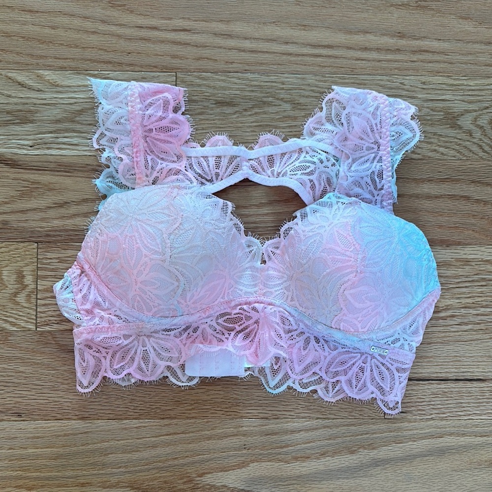 PINK Victoria's Secret Pink Lace Longline Bralette